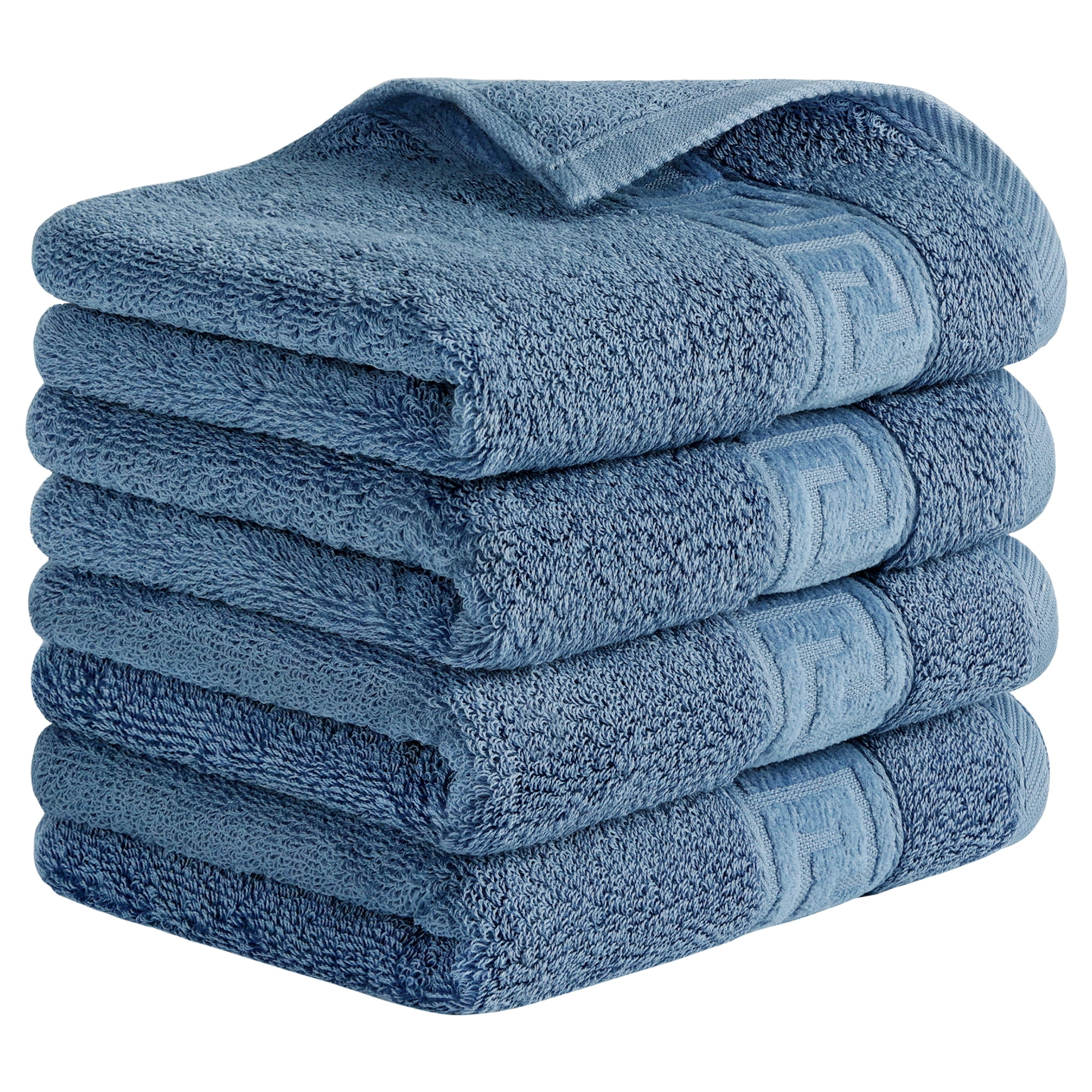 Unique Bargains 13" x 29" Solid Soft Absorbent Hand Towel Blue 4-Piece