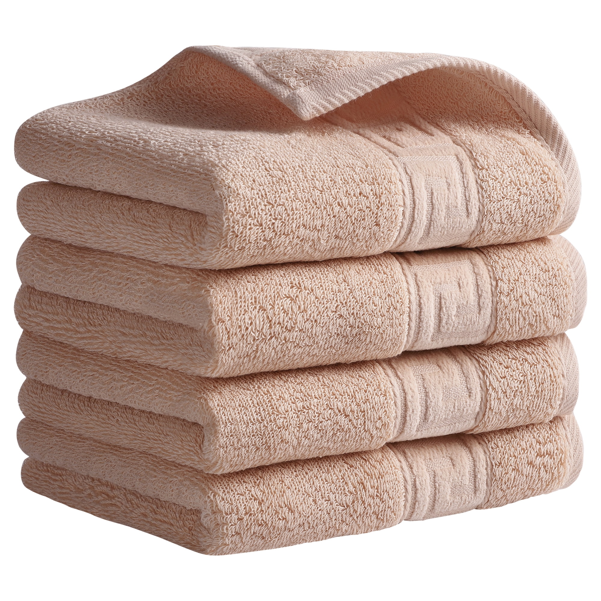 Unique Bargains 13" x 29" Solid Soft Absorbent Hand Towel Brown 4-Piece
