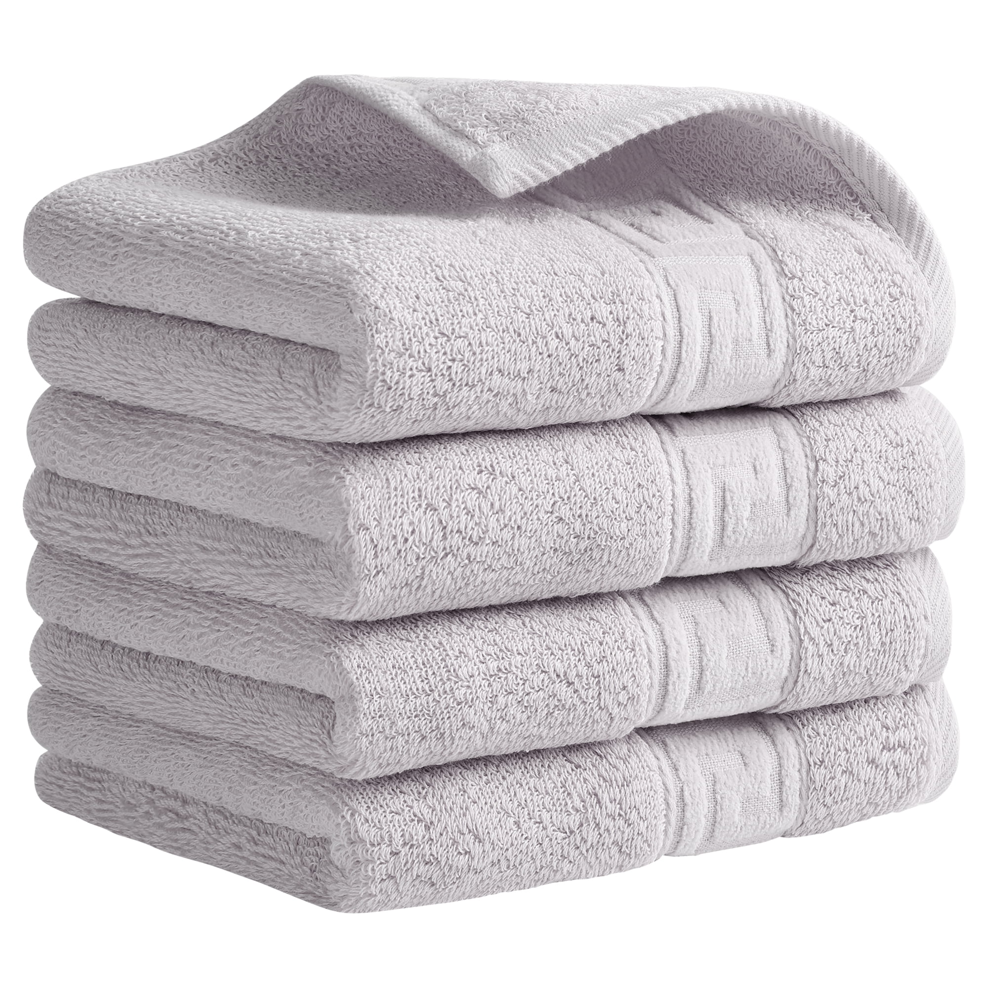 Unique Bargains 13" x 29" Solid Soft Absorbent Hand Towel Grey 4-Piece