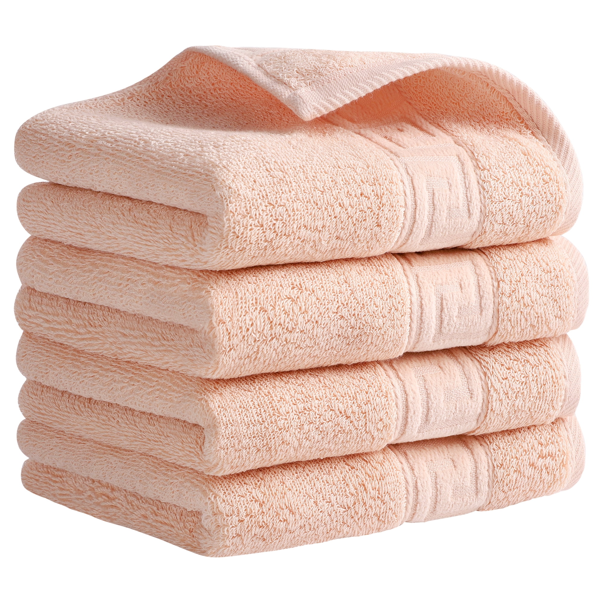 Unique Bargains 13" x 29" Solid Soft Absorbent Hand Towel Pink 4-Piece