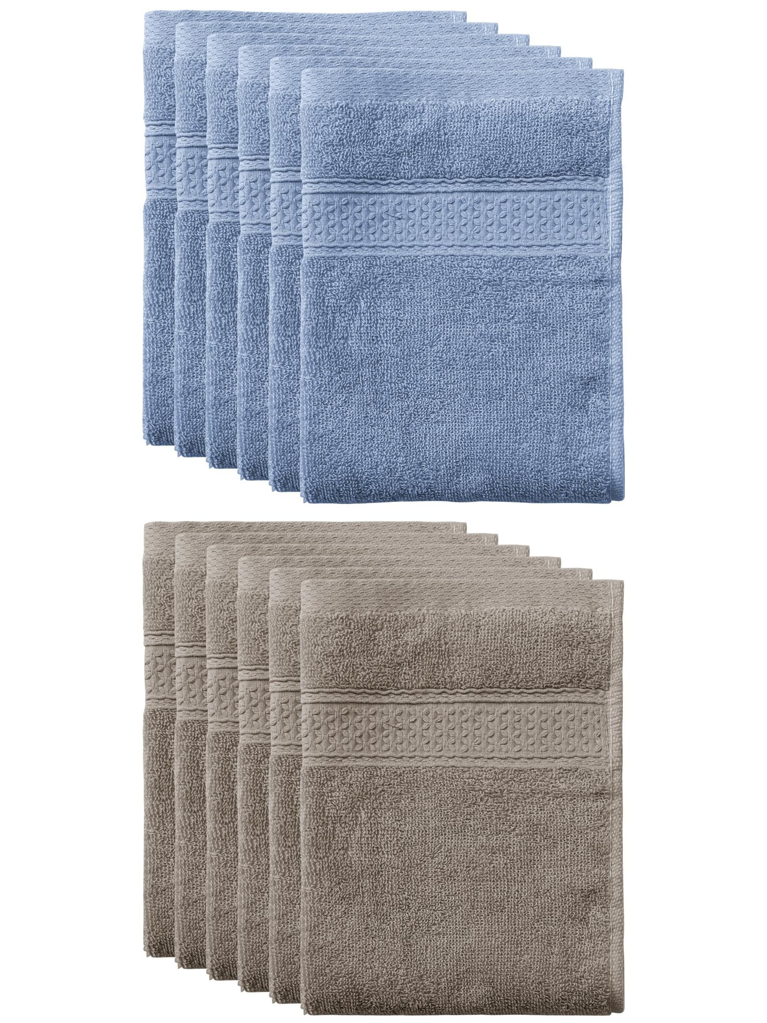 Unique Bargains 13"x13" Absorbent Cotton Dish Kitchen Plain Towels Blue Gray, Brown