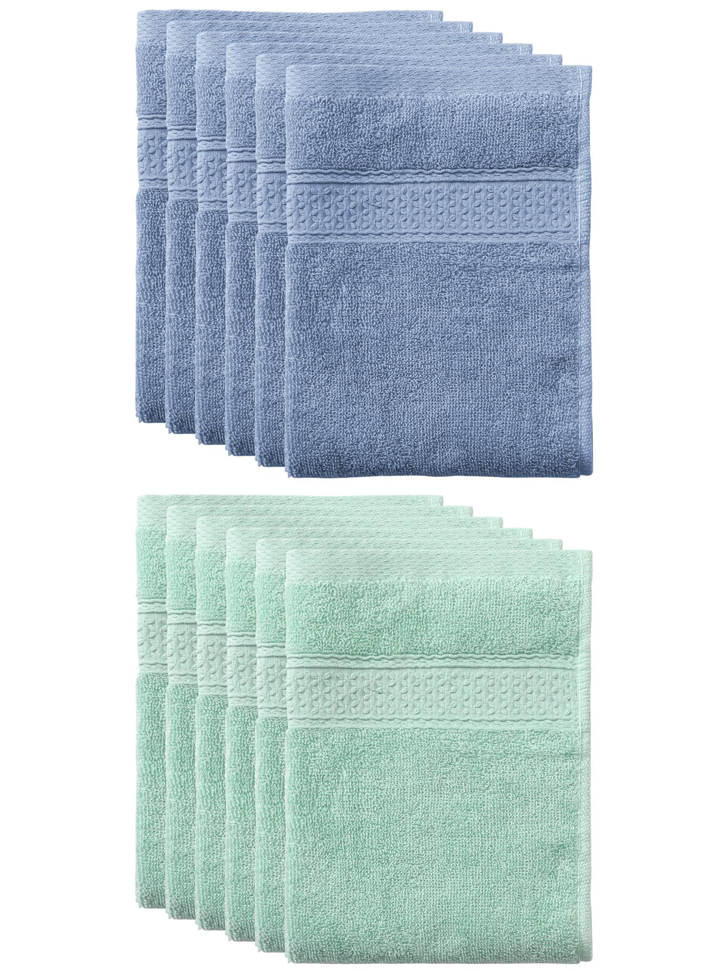 Unique Bargains 13"x13" Absorbent Cotton Dish Kitchen Plain Towels Blue Gray, Green