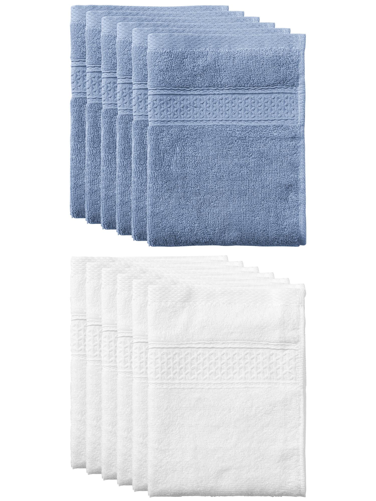 Unique Bargains 13"x13" Absorbent Cotton Dish Kitchen Plain Towels Blue Gray, White