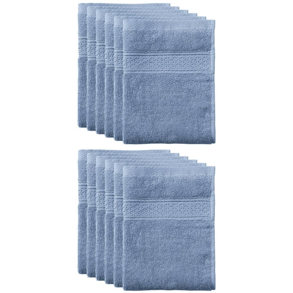 Unique Bargains 13"x13" Absorbent Cotton Dish Kitchen Plain Towels Blue Gray