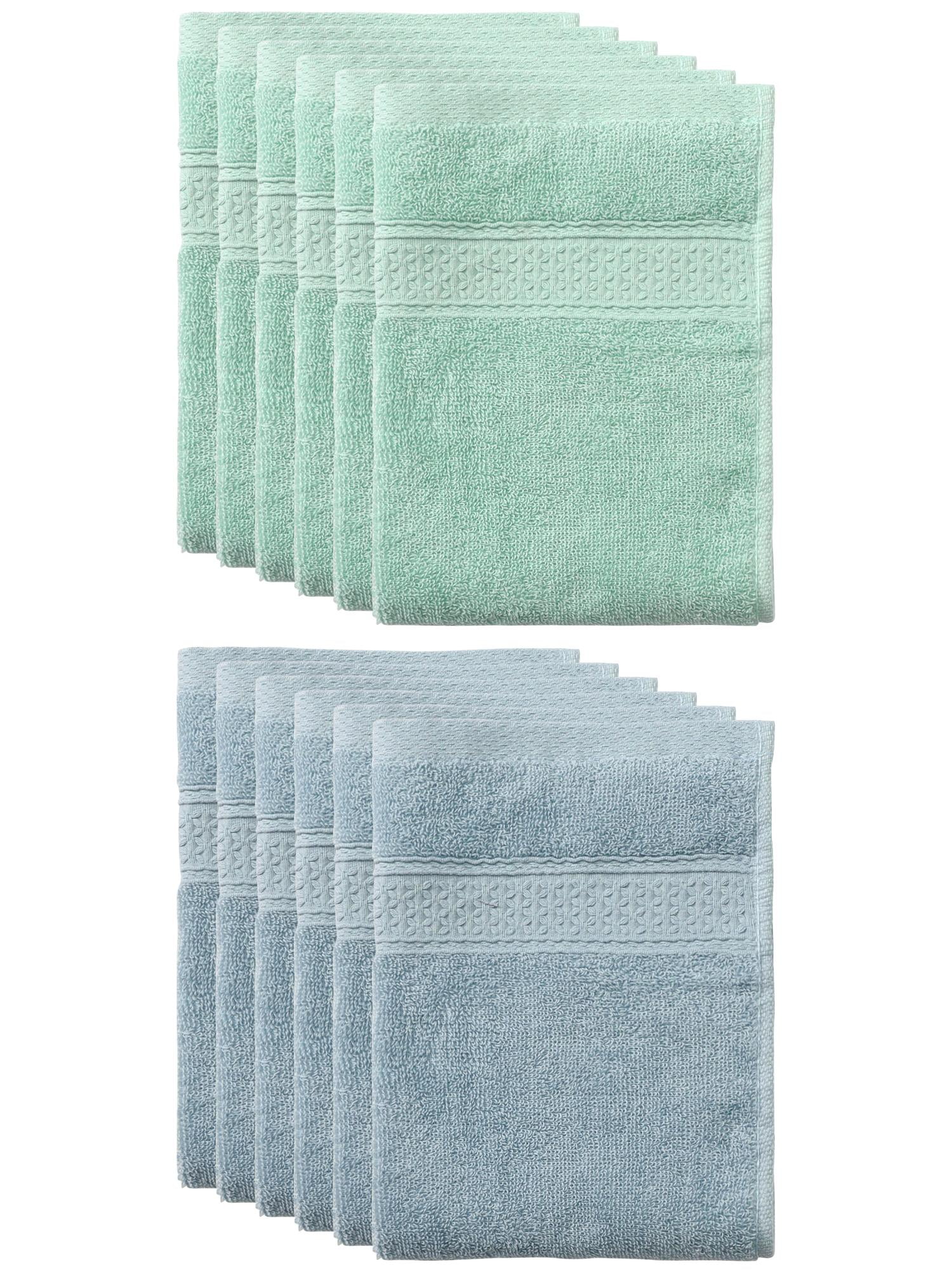 Unique Bargains 13"x13" Absorbent Cotton Dish Kitchen Plain Towels Green, Grey