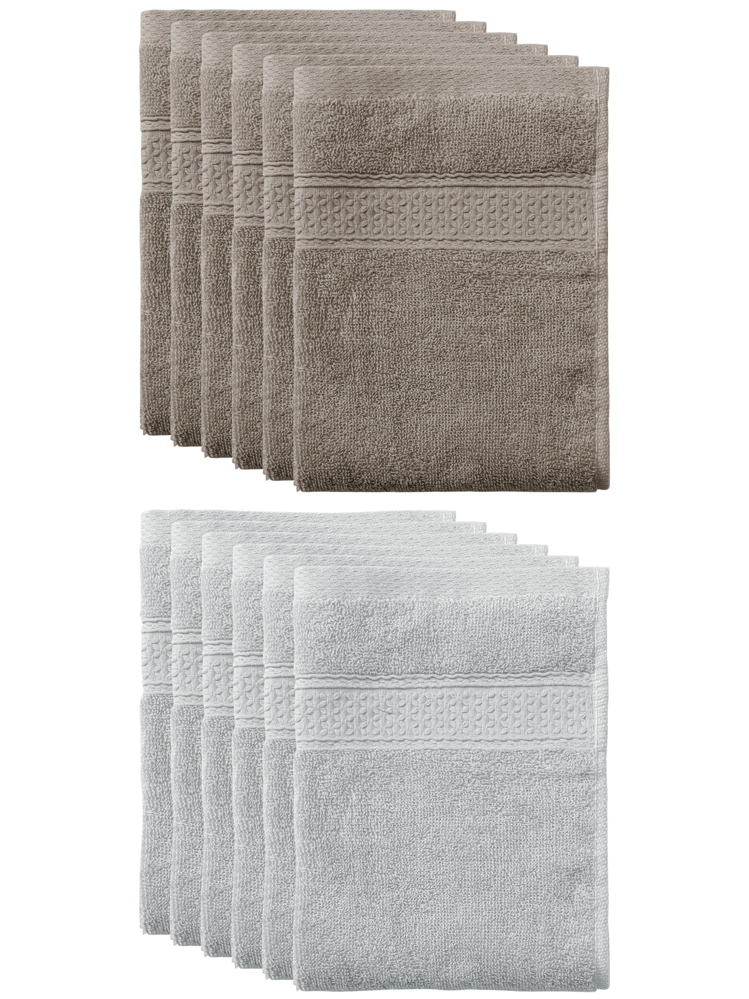 Unique Bargains 13"x13" Absorbent Cotton Dish Kitchen Plain Towels Light Gray, Brown
