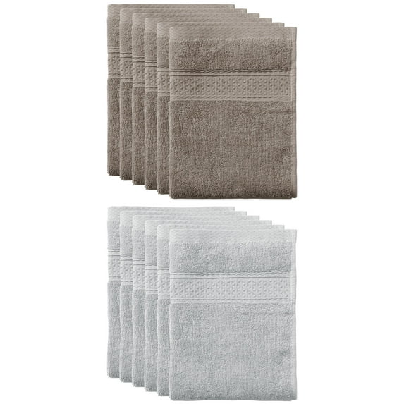 Unique Bargains 13"x13" Absorbent Cotton Dish Kitchen Plain Towels Light Gray, Brown