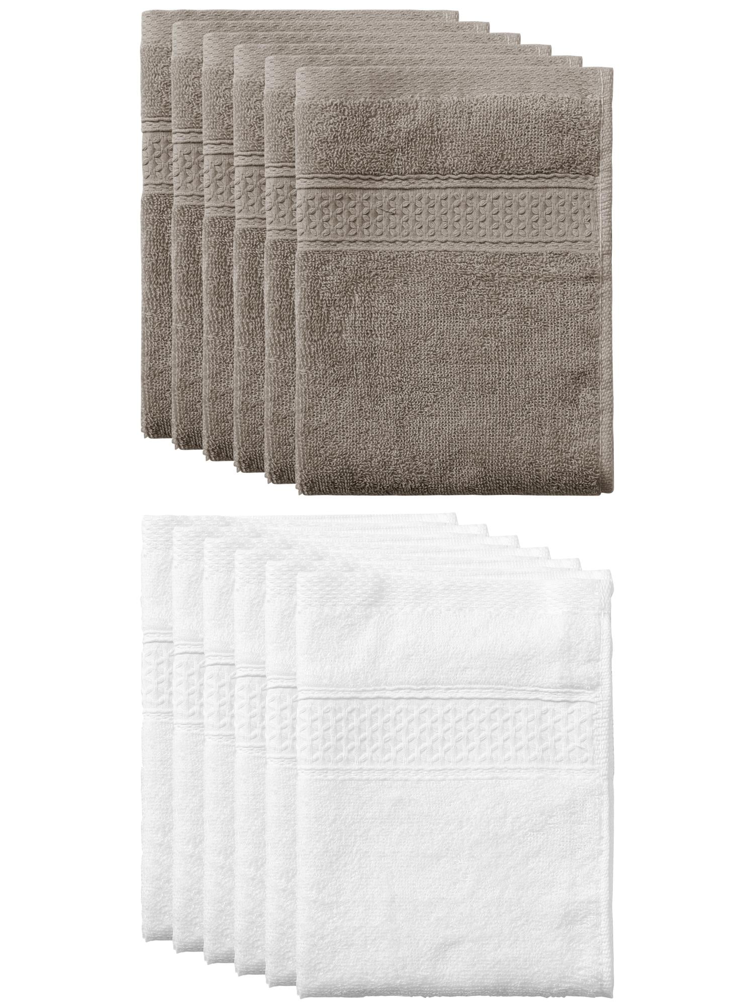 Unique Bargains 13"x13" Absorbent Cotton Dish Kitchen Plain Towels White, Brown