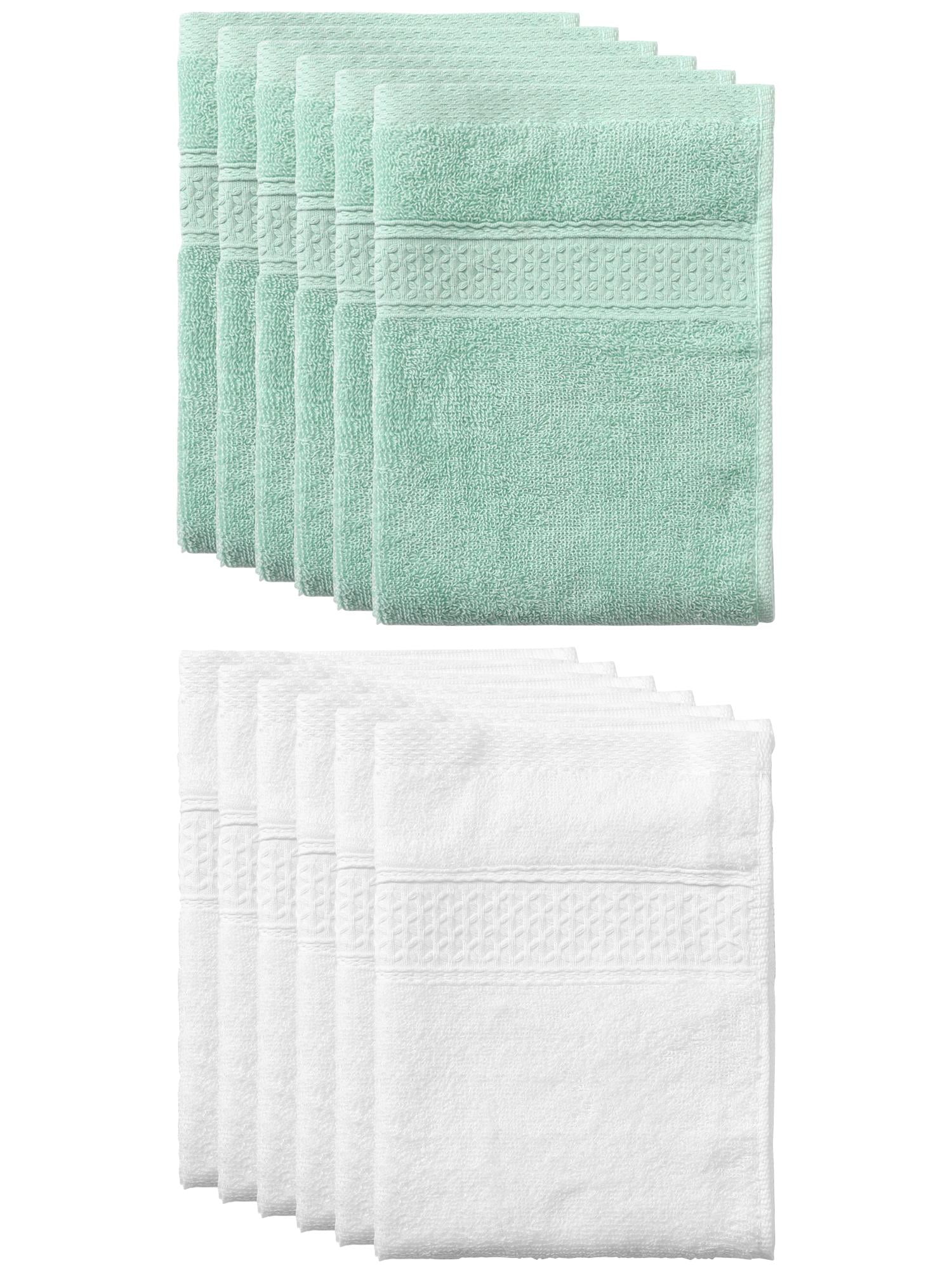 Unique Bargains 13"x13" Absorbent Cotton Dish Kitchen Plain Towels White, Green