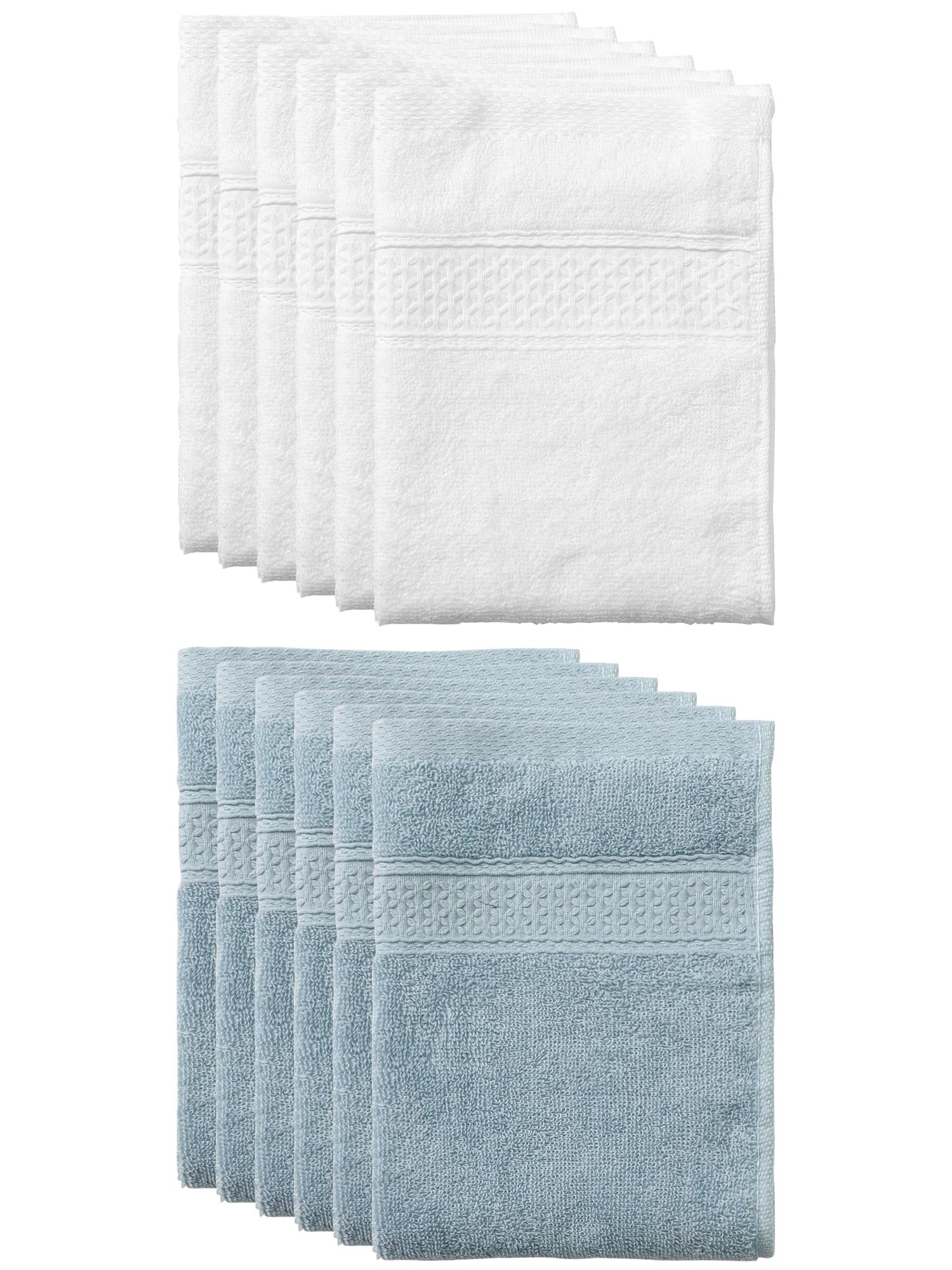 Unique Bargains 13"x13" Absorbent Cotton Dish Kitchen Plain Towels White, Grey