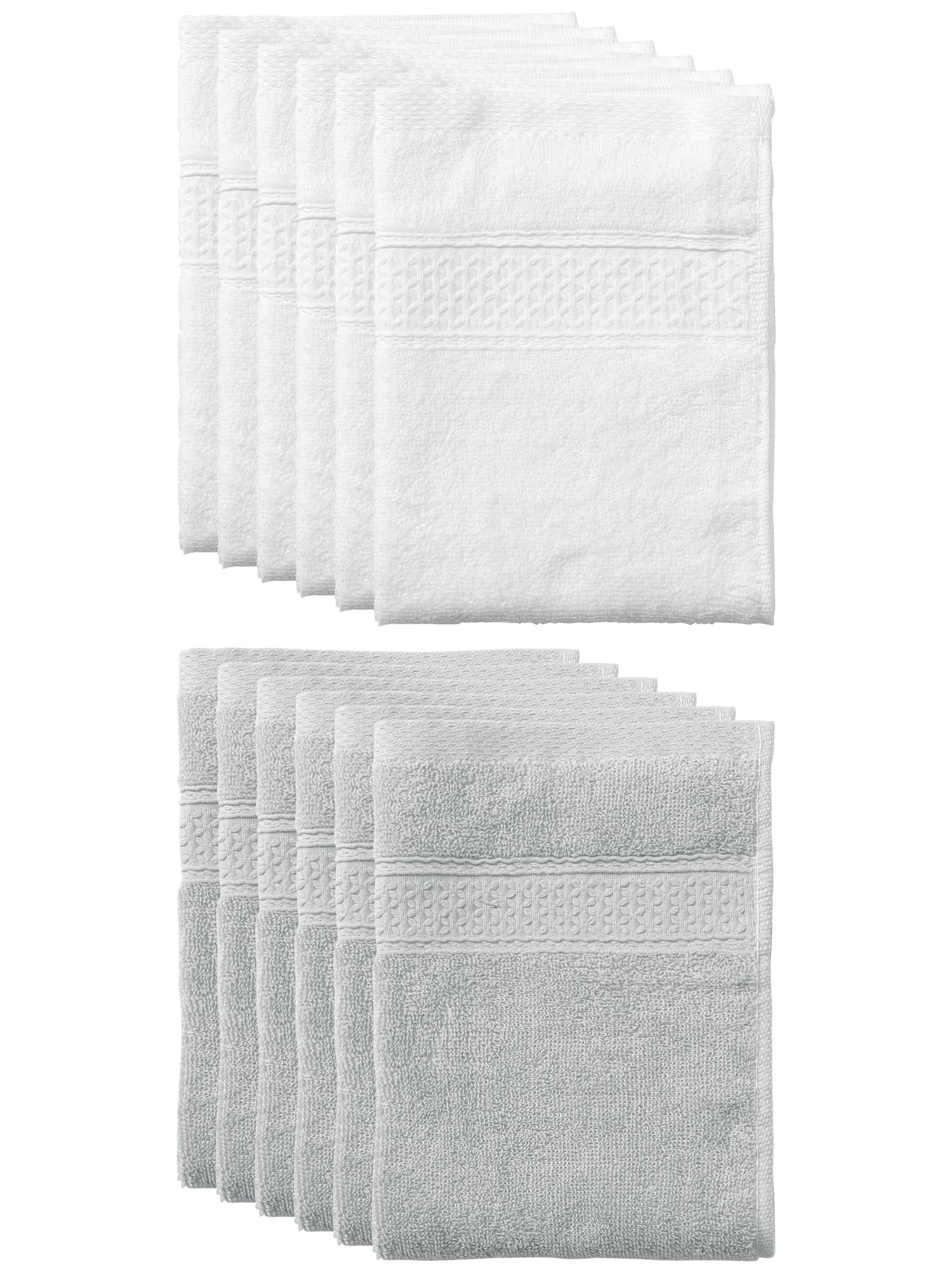 Unique Bargains 13"x13" Absorbent Cotton Dish Kitchen Plain Towels White, Light Gray