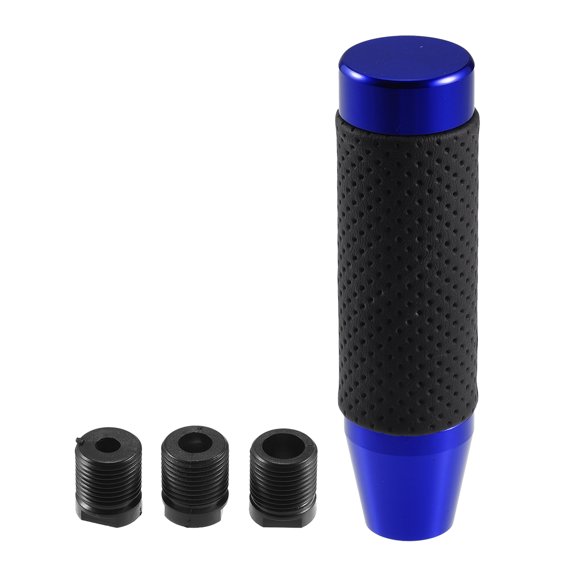 Unique Bargains 13cm Gear Shift Knob Aluminum Alloy Cylinder for Automatic and Manual Vehicle w/ 3 Adapter Blue 1 Set