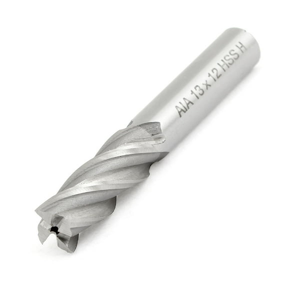Unique Bargains 13mm x 12mm x 80mm 4 Flutes HSS Straight Shank End Mill Cutter