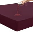 thumbnail image 1 of Unique Bargains 14" Deep Pocket Waterproof Solid Mattress Fitted Sheet Burgundy Twin, 1 of 8