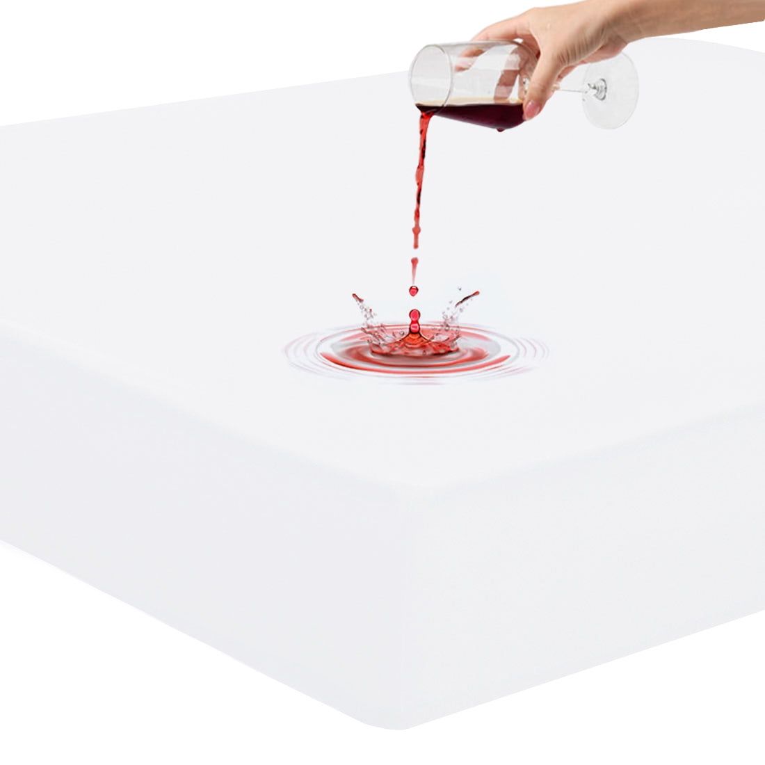 Unique Bargains 14" Deep Pocket Waterproof Solid Mattress Fitted Sheet White Queen
