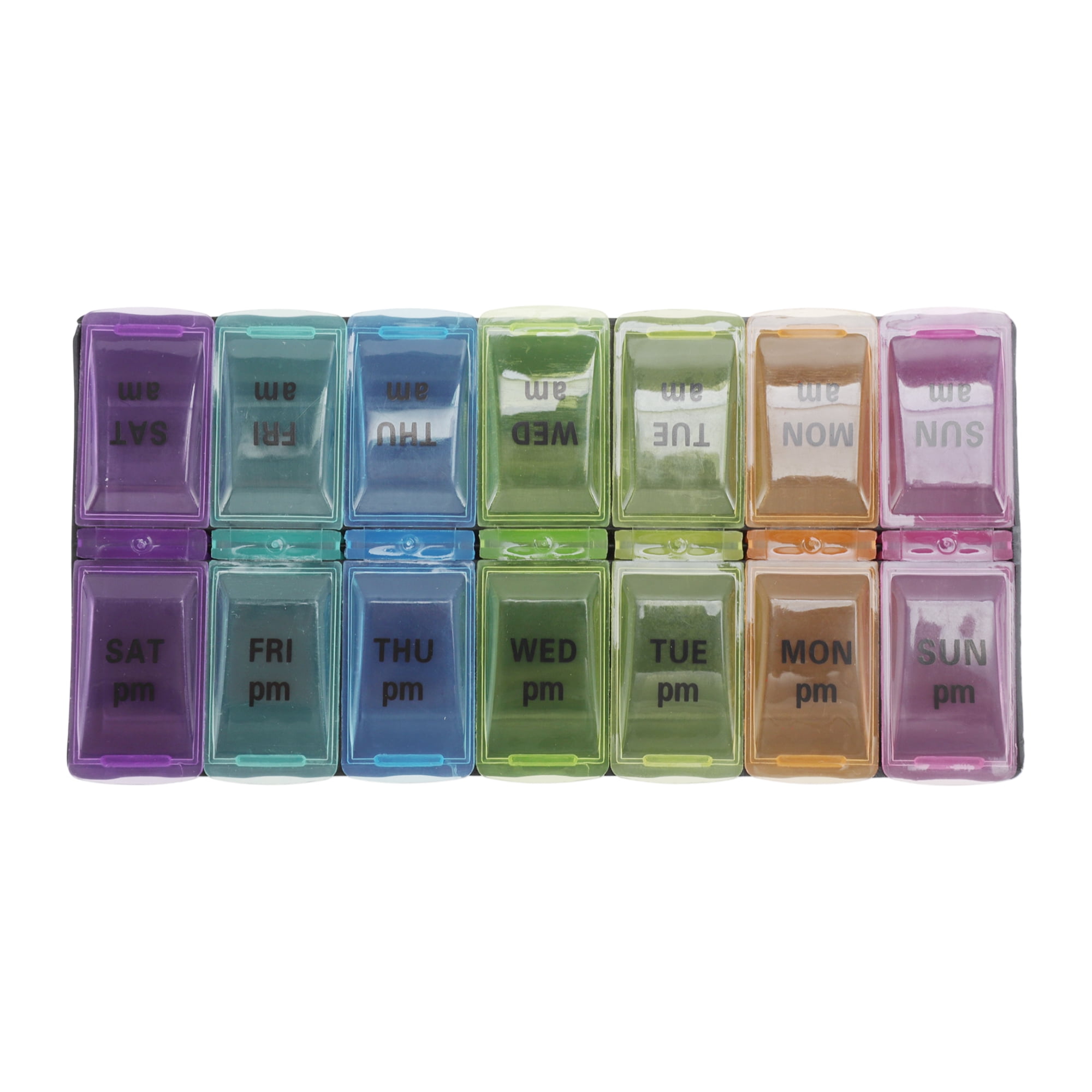 Unique Bargains 14 Grid Durable Design Double Row Pill Case 1 Pc Small