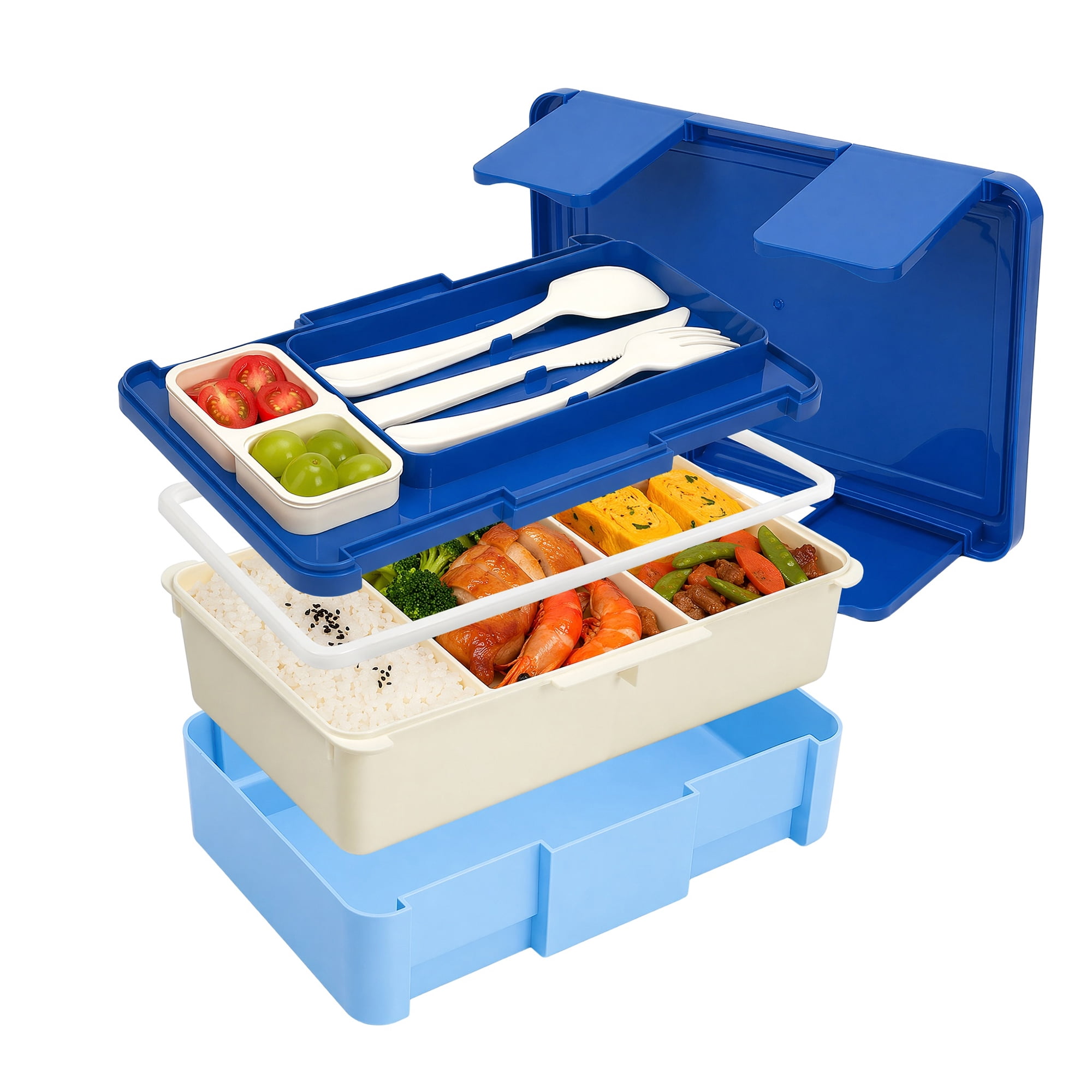 Unique Bargains 1450ml Leak-Proof Meal Prep Container Lunch Bento Box Blue