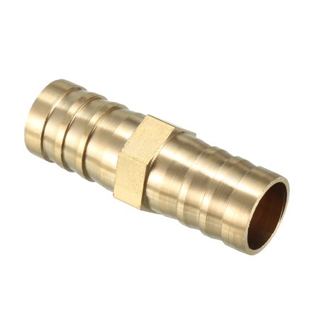 Unique Bargains 14mm Brass Barb Hose Fitting Straight Connector Joiner Air Water Fuel Gas