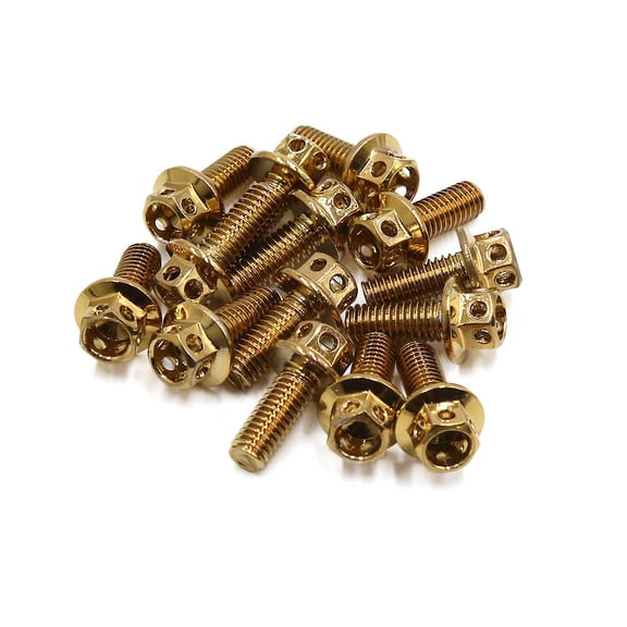 Unique Bargains 14pcs Gold Tone M6 x 15 Motorcycle Titanium Alloy Hexagon Bolts Clips Screws
