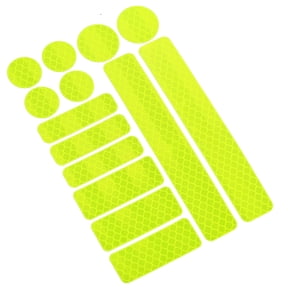 Unique Bargains 14pcs Weather Reflective Stickers for Helmet Adhesive Tape Reflector for Bicycle Motorcycle Car Fluorescent Yellow