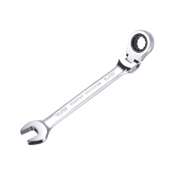 Unique Bargains 15/32" Flex-Head Ratcheting Combination Wrench SAE 72 Teeth 12 Point Ratchet Box Ended Spanner Tools