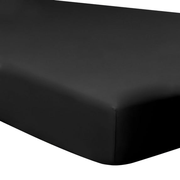 Unique Bargains 15" Deep Pocket Cotton Solid Fitted Sheet Black Twin