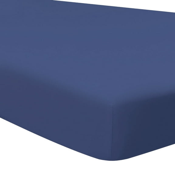 Unique Bargains 15" Deep Pocket Cotton Solid Fitted Sheet Navy Blue Twin
