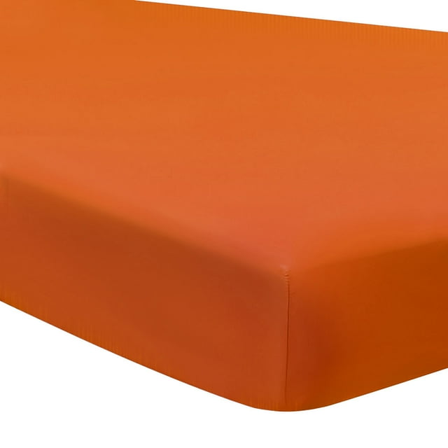 Unique Bargains 15" Deep Pocket Cotton Solid Fitted Sheet Orange Twin