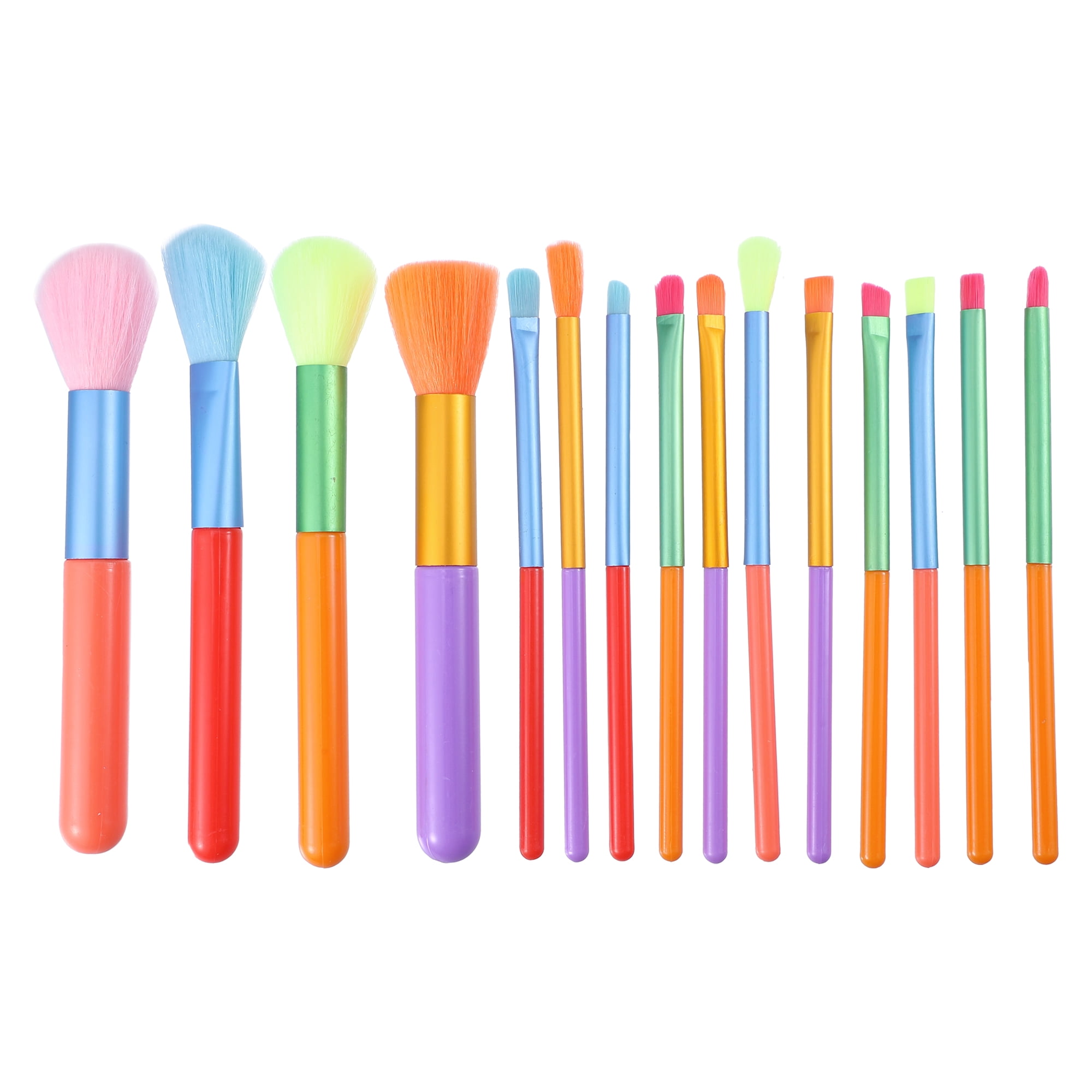 Unique Bargains 15 Pcs Makeup Brushes Set with Plastic Metal Handle Multicolor