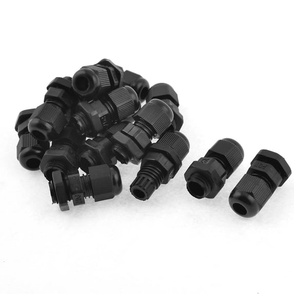Unique Bargains 15 Pcs PG7 Waterproof Connector Gland Black for 4-7mm Diameter Cable