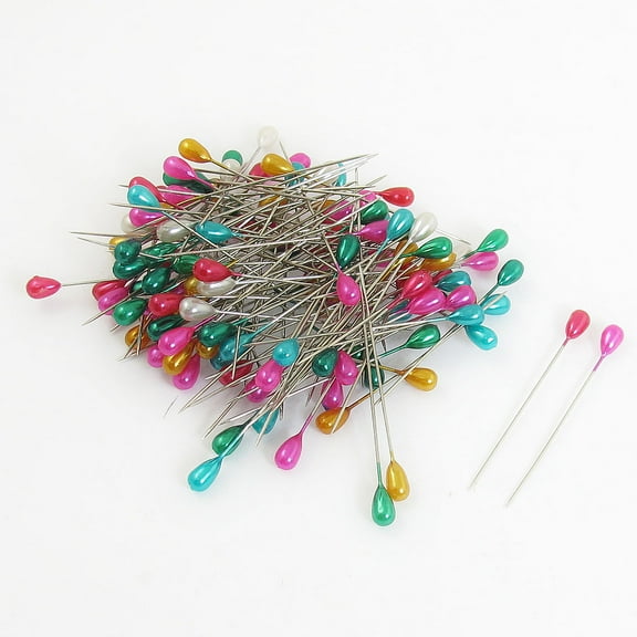 Unique Bargains 150Pcs 45mm Length 4 Colors Dressmaker Sewing Faux Pearl Corsage Pins