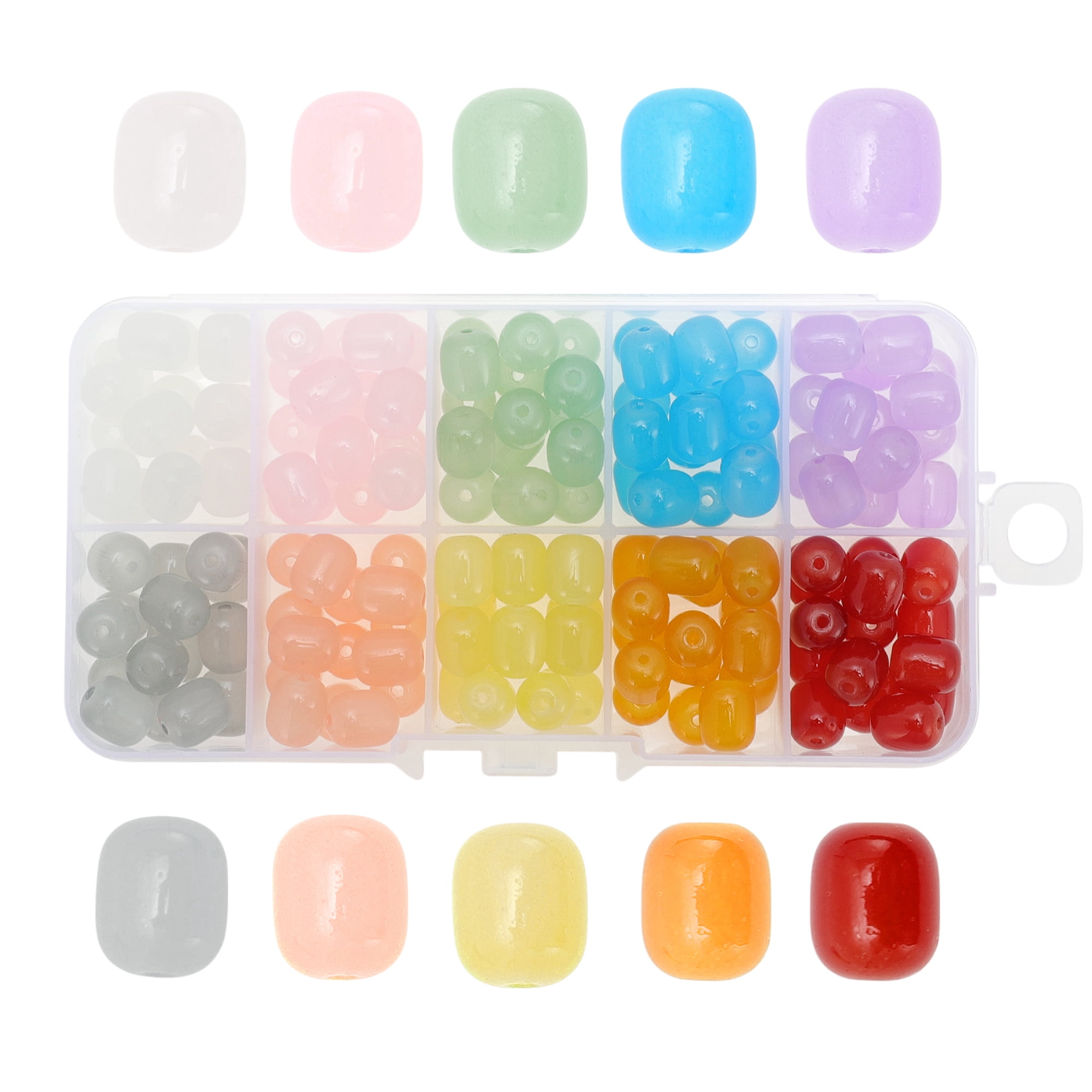 Unique Bargains 150Pcs 8x10mm Glass Beads for Jewelry Making DIY Crafts Assorted Color