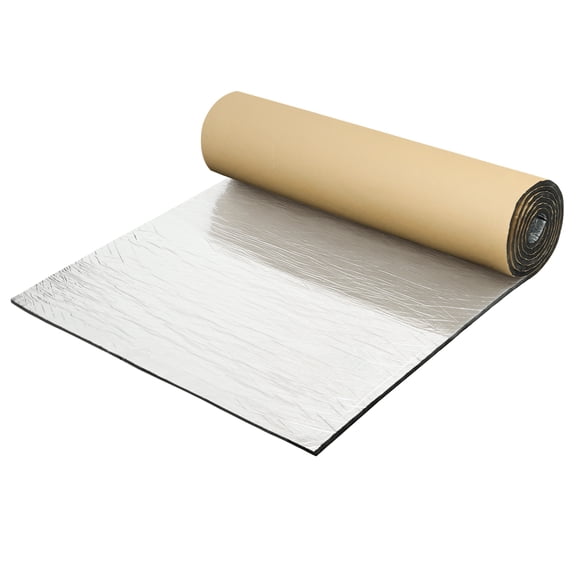 Unique Bargains 157mil 4mm 0.2sqft Car Sound Deadening Mat Aluminum Foil Heat Shield Material Self Adhesive for Hood Boat Engine Cover 78.74"x12.99" Silver Tone