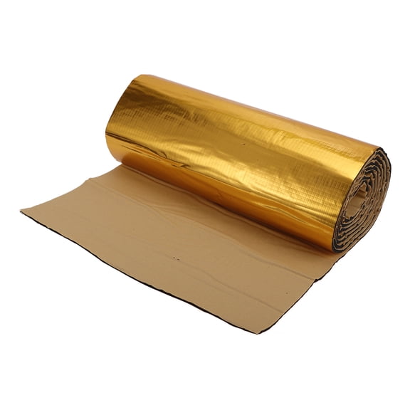 Unique Bargains 157mil 4mm 12sqft Car Sound Deadening Mat Aluminum Foil Foam Heat Shield Material for Hood Fender and Boat Engine Cover 110.24"x15.75" Gold Tone