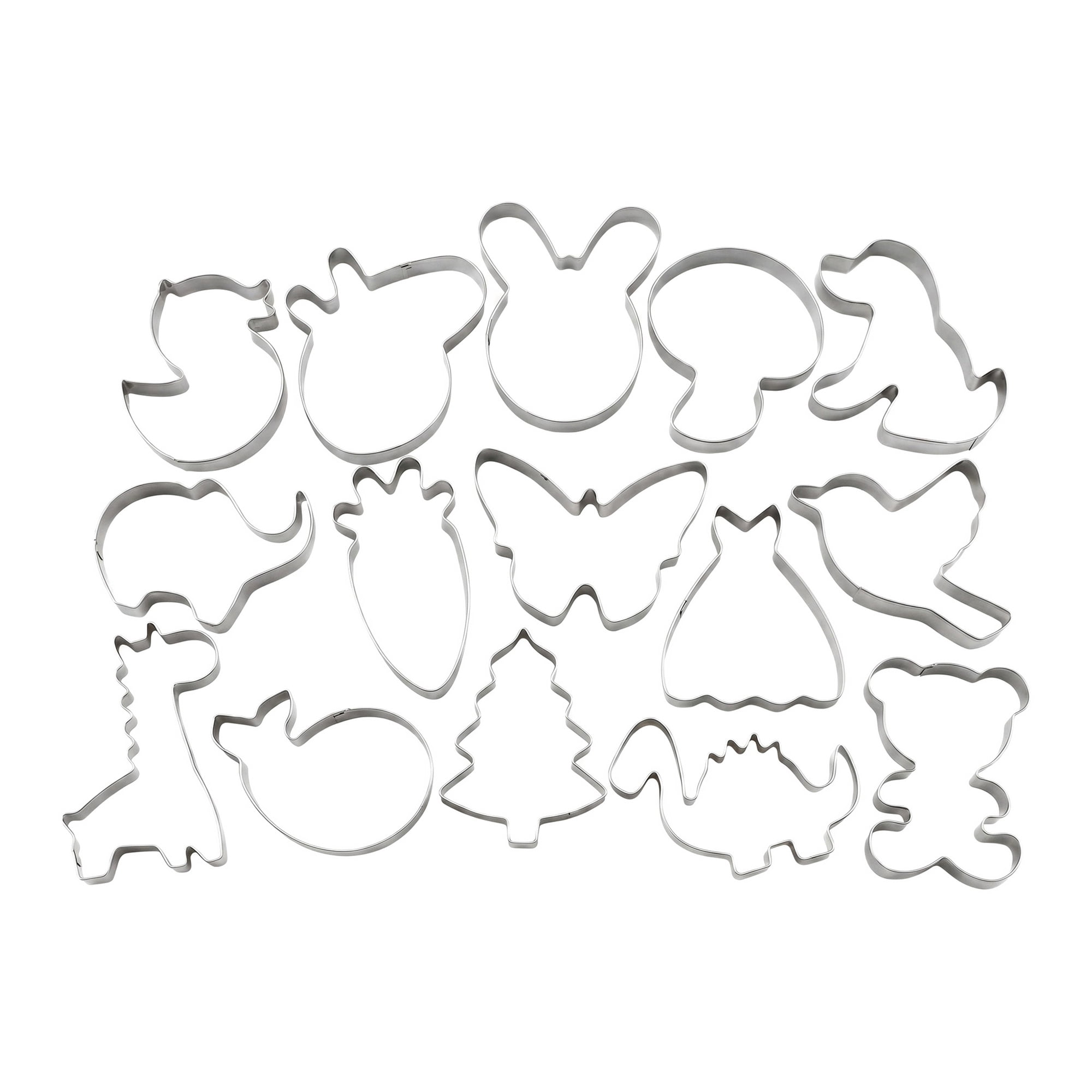 Unique Bargains 15Pcs Stainless Steel Small Metal Cookie Cutters Set Silver-5