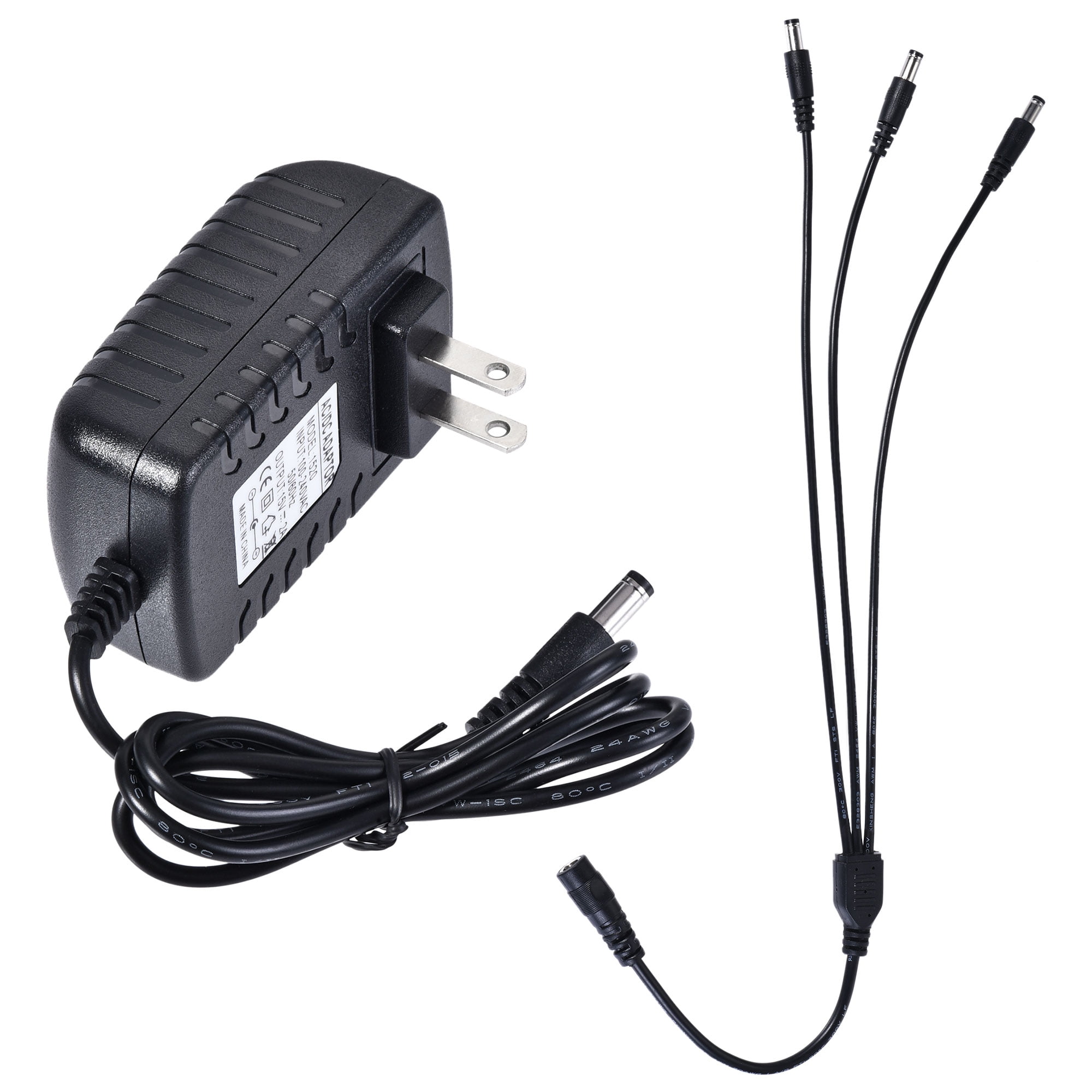 15V 2A DC Power Supply Adapter 3-Way Power Splitter Cable with ON/OFF ...