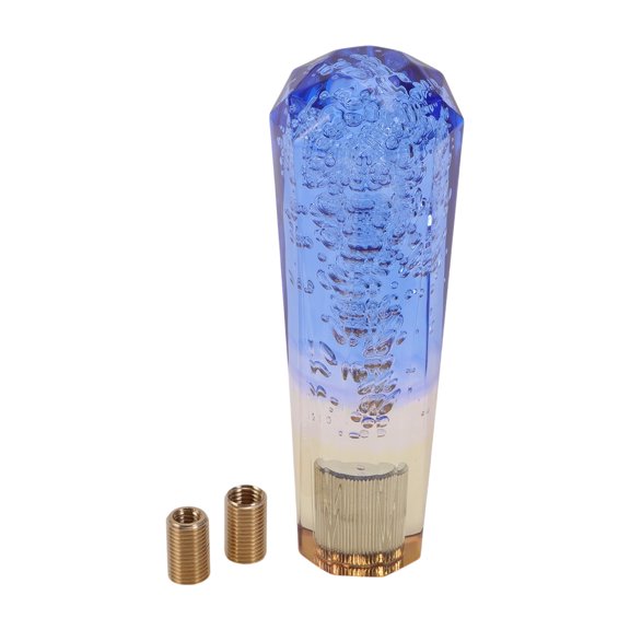 Unique Bargains 15cm Gear Shift Knob Acrylic Car for Automatic and Manual Vehicle with 2 Adapter Blue Brown 1 Set