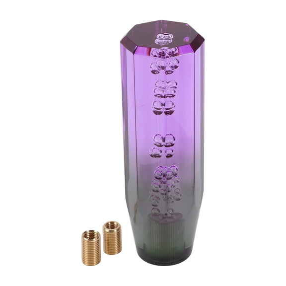 Unique Bargains 15cm Gear Shift Knob Acrylic Car for Automatic and Manual Vehicle with 2 Adapter Purple Green 1 Set