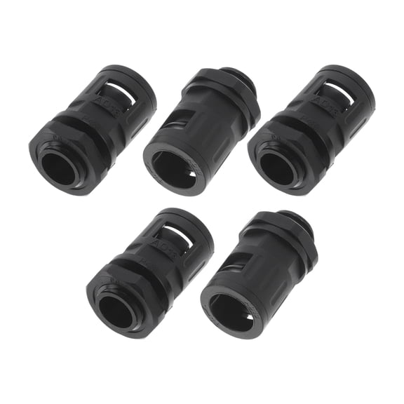 Unique Bargains 15mm / PG9 Cable Glands 13mm / 0.51" Bellows Waterproof Joint Straight-Through PA6 Nylon Black 5 Pcs