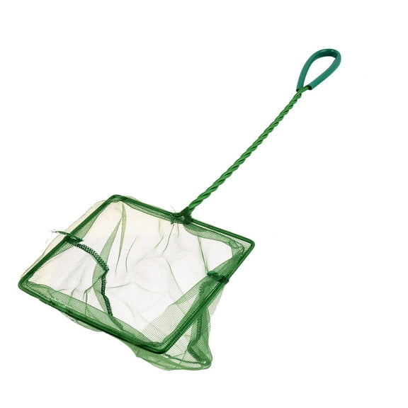 Unique Bargains 16.5" x 6" Nylon Square Portable Handle Landing Net Fishing Fish Angler Mesh Fish Goldfish Shrimp Green