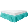thumbnail image 1 of Unique Bargains 16" Drop Elastic Ruffles Brushed Bed Skirt Full Turquoise, 1 of 8
