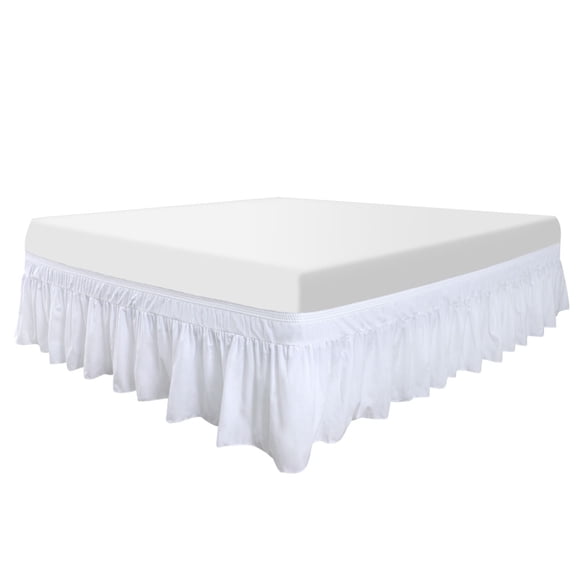 Unique Bargains 16" Drop Elastic Ruffles Brushed Bed Skirt Queen Snow White