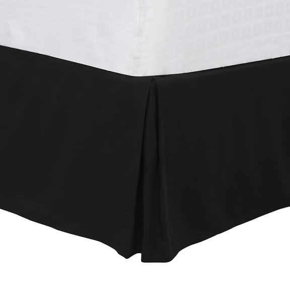 Unique Bargains 16" Drop Pleated Brushed Bed Skirt Full Black
