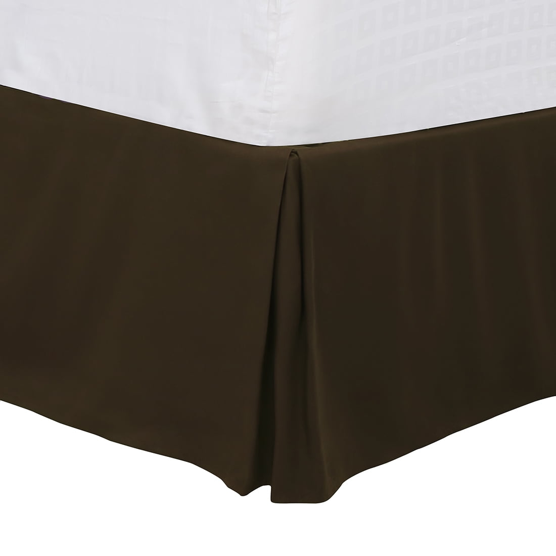 Unique Bargains 16" Drop Pleated Brushed Bed Skirt Queen Dark Brown