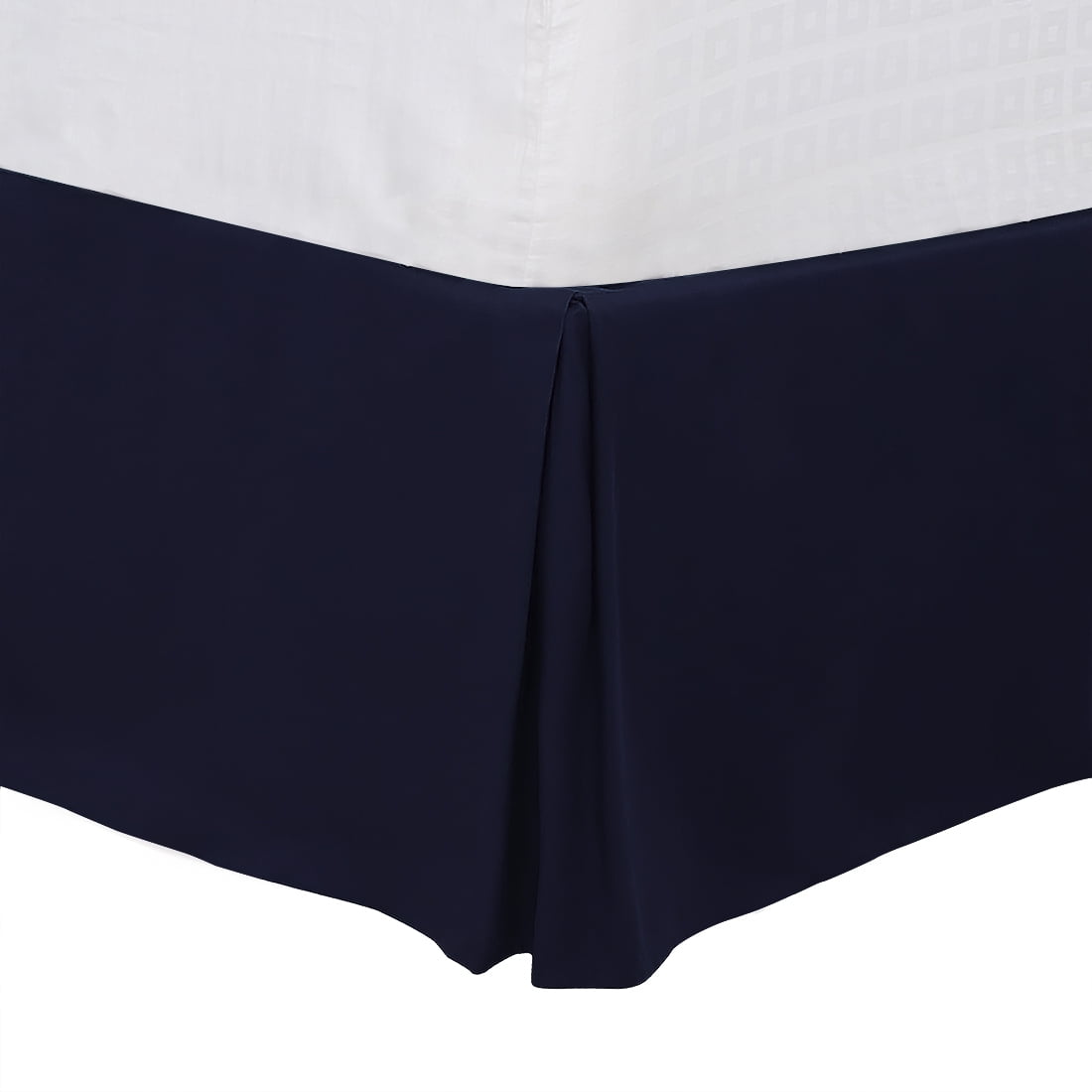 Unique Bargains 16" Drop Pleated Brushed Bed Skirt Queen Navy Blue