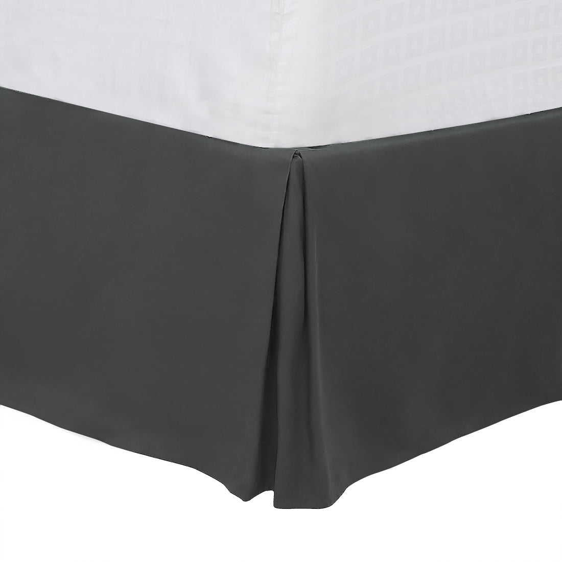 Unique Bargains 16" Drop Pleated Brushed Bed Skirt Twin Dark Gray