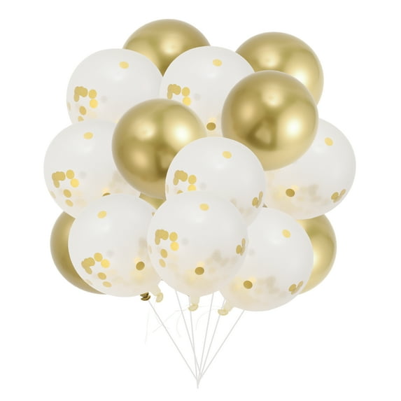 Unique Bargains 16 Pcs Latex Party Balloons for Birthday Anniversary Decoration Gold Tone