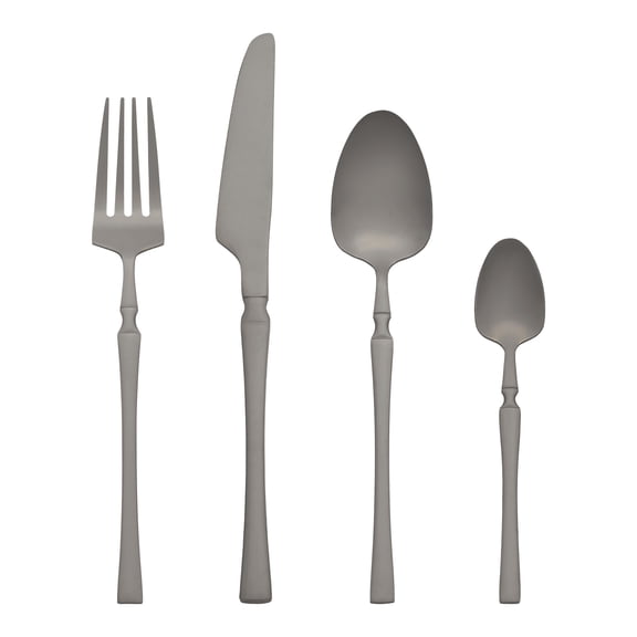 Unique Bargains 16 Pieces Stainless Steel Flatware Set for 4 Black