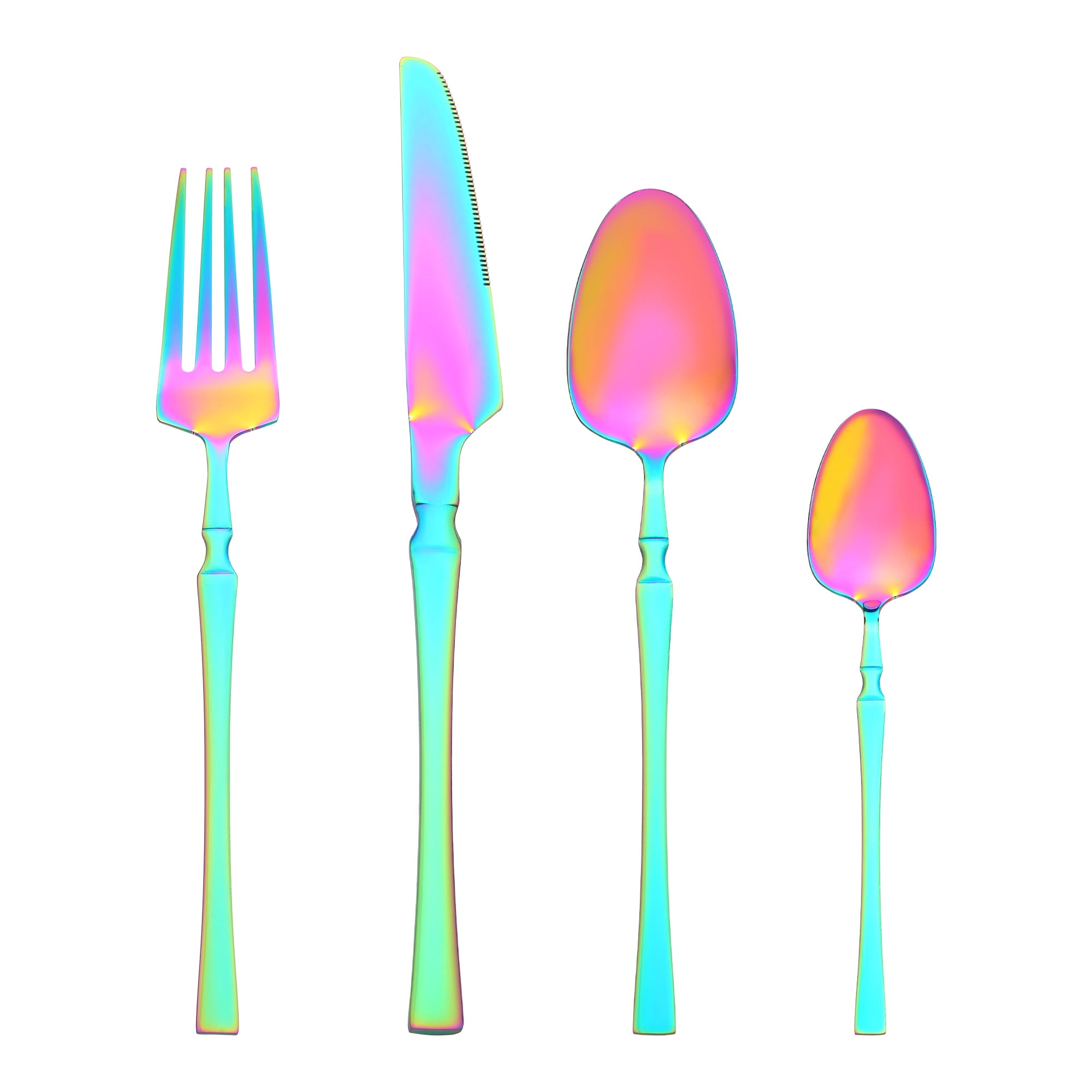 Unique Bargains 16 Pieces Stainless Steel Flatware Set for 4 Colorful