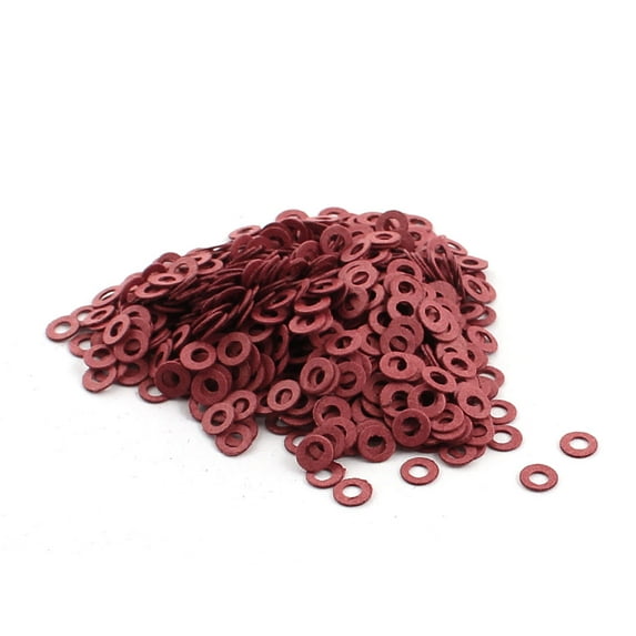 Unique Bargains 1600pcs 2mmx4mmx0.3mm Red Flat Insulating Fiber Washer Gasket for M2 Screw